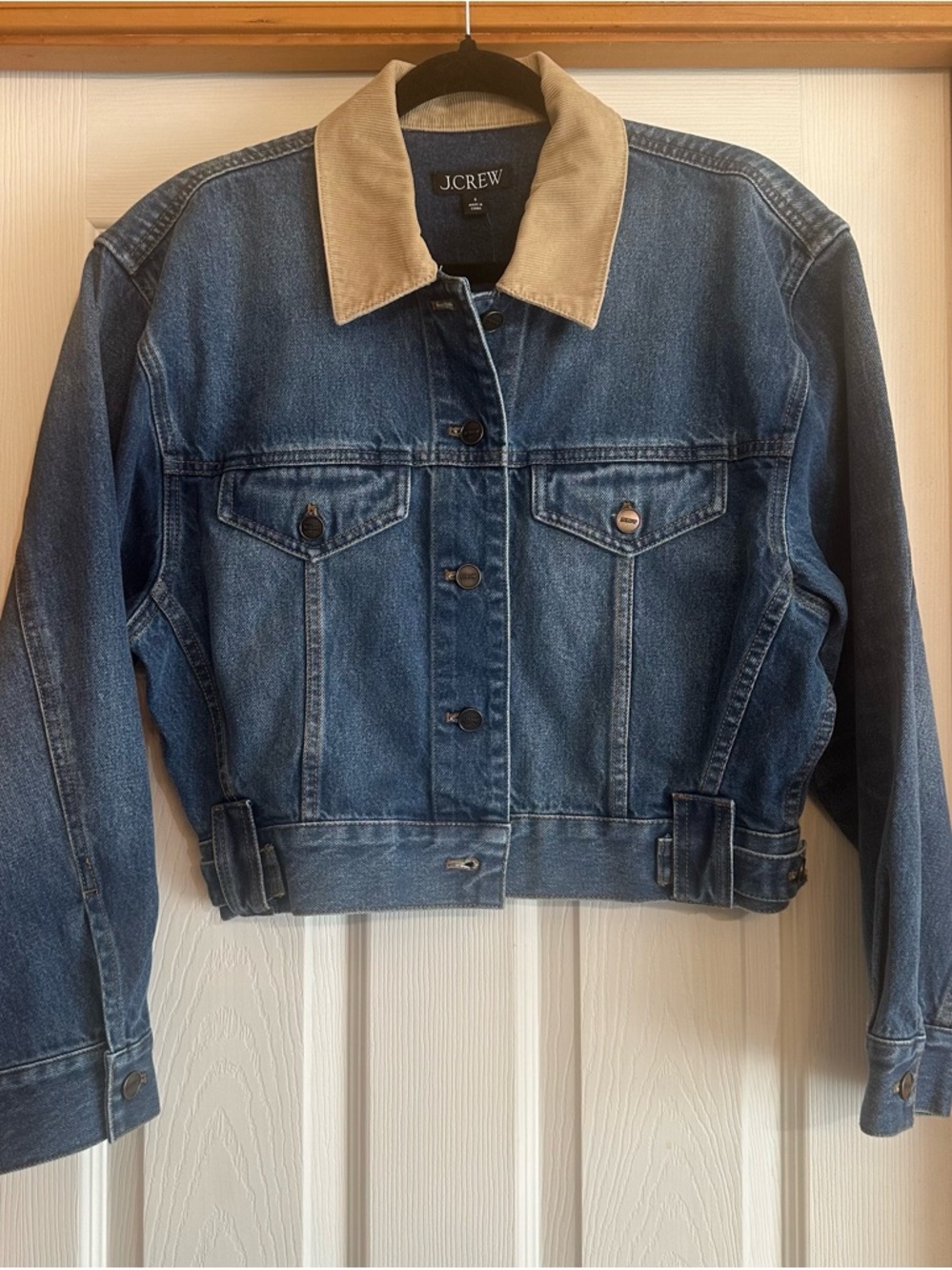 J.Crew Blue Denim Jean Jacket with Tan Corduroy Collar